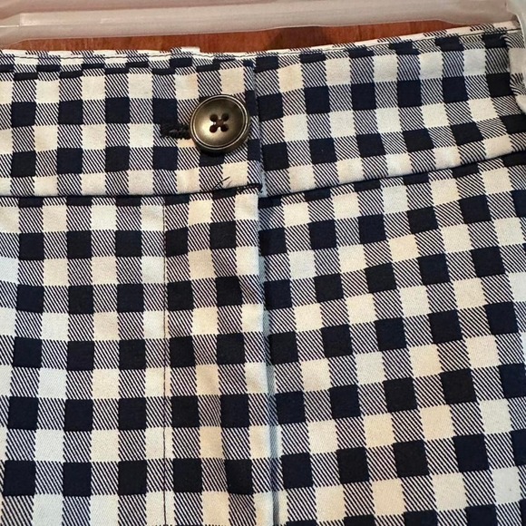 J.Crew Navy Blue & White Plaid Gingham Trousers Size 2 - Picture 6 of 8